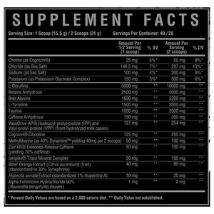 Core Nutritionals Fury Black Acid Rain Supplement Facts