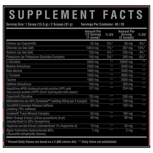 Core Nutritionals Fury Black Red Alert Supplement Facts