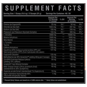 Core Nutritionals Fury Black Tropical Storm Supplement Facts