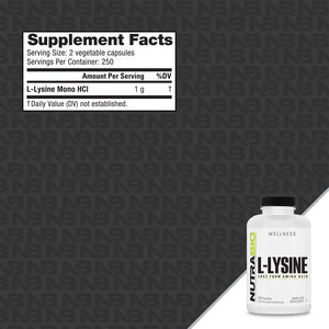 Lysine (500 Capsules) by Nutrabio