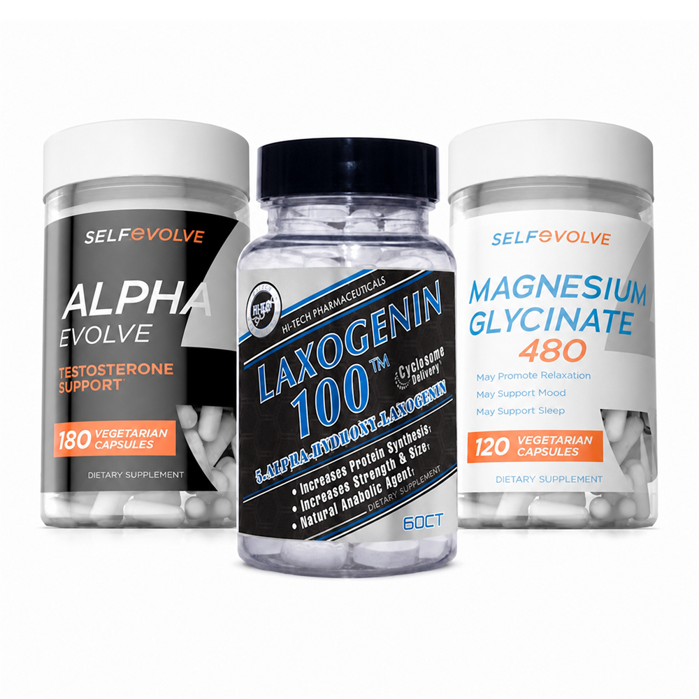 Men's Power Stack with Alpha Evolve, Laxogenin 100, and Magnesium Glycinate 480