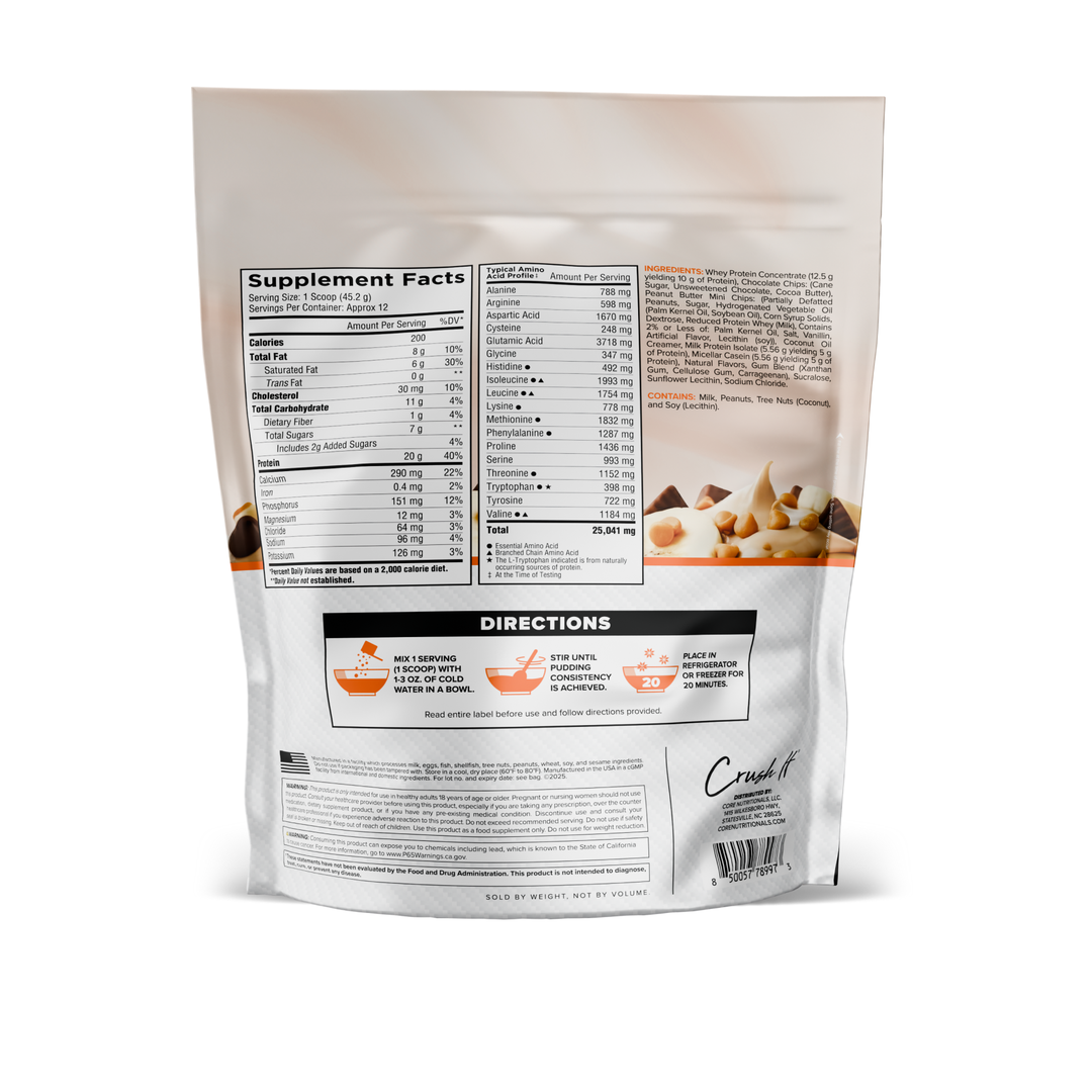 Core Nutritionals PUDD'N Banana Chocolate PB Chip Supplement Facts
